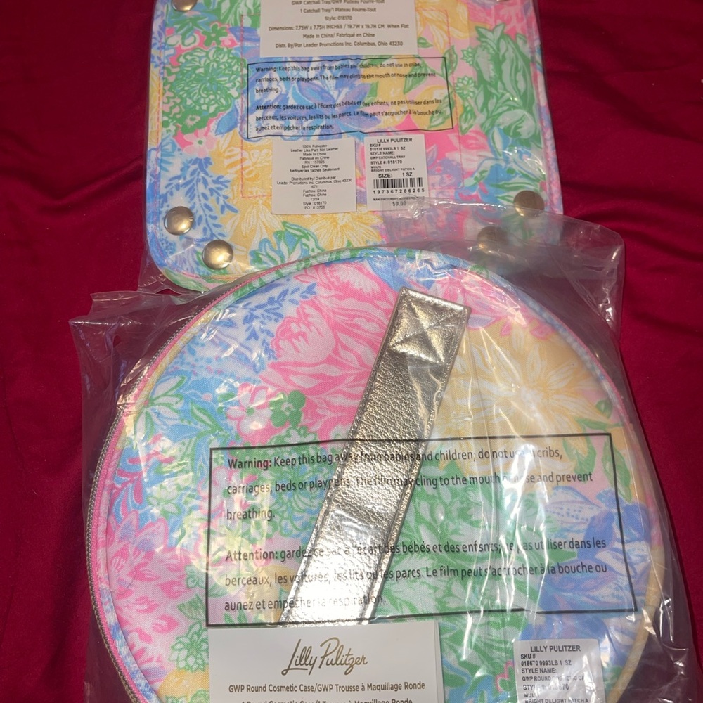 Lilly Pulitzer Round Floral Cosmetic Bag and Catchall Tray